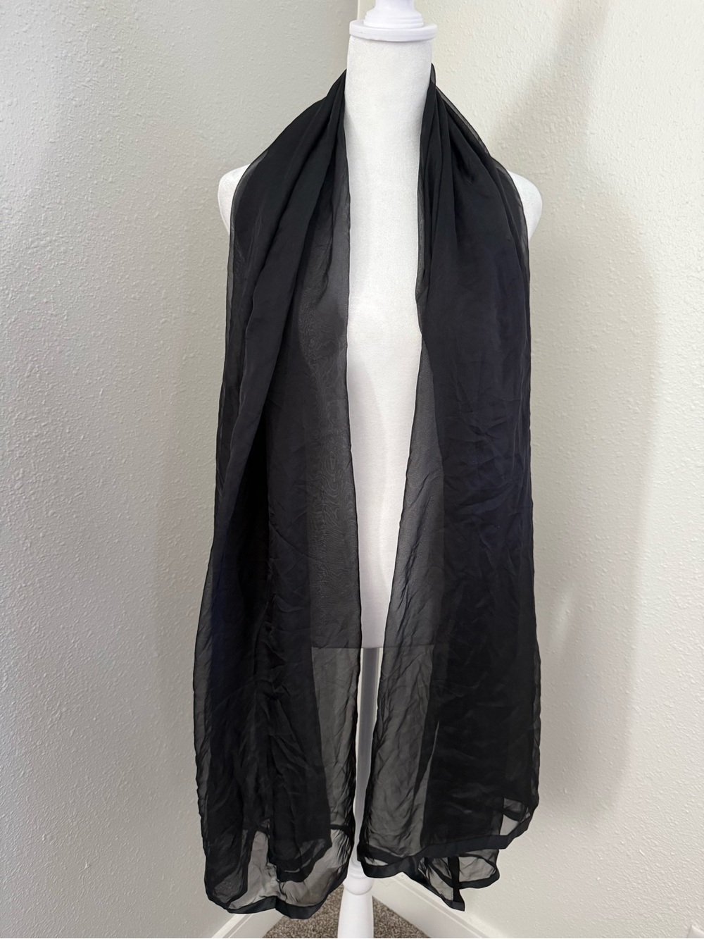 Glint Black 100% Silk Sheer Scarf Wrap One Size NWT Nordstrom
